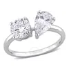 Created Forever 2 Ct Tw Pear & Round Lab Created Diamond 2-stone Engagement Ring In 14k White Gold In White