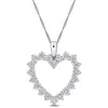 Created Forever 2ct Tdw Lab-grown Diamond Open Heart Necklace 14k White Gold-17in In White