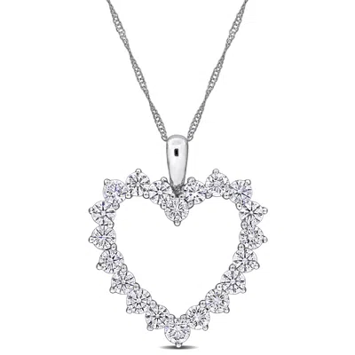 Created Forever 2ct Tdw Lab-grown Diamond Open Heart Necklace 14k White Gold-17in