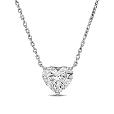 Created Forever 2ct Tw Heart Shape Lab Grown Diamond Necklace In 14k White Gold In Metallic