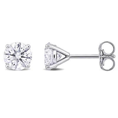 Created Forever 2ct Tw Lab-grown Diamond Martini Style Solitaire Stud Earrings In 14k White Gold In Silver