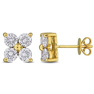 Created Forever 2ct Tw Lab-grown Diamond Floral Stud Earrings In 14k Yellow Gold In ["yellow"]