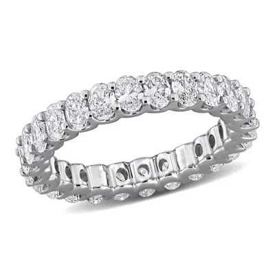 Created Forever 2ct Tw Oval-cut Lab Grown Diamond Eternity Ring In 14k White Gold -size: 5 In Metallic