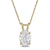 Created Forever 2ct Tw Oval-cut Lab Grown Diamond Solitaire Pendant With Chain In 14k Yellow Gold -  In Gold