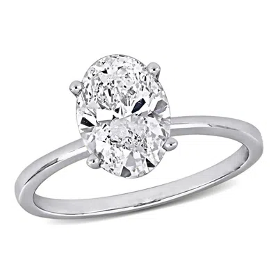 Created Forever 2ct Tw Oval-cut Lab Grown Diamond Solitaire Ring In 14k White Gold In Metallic