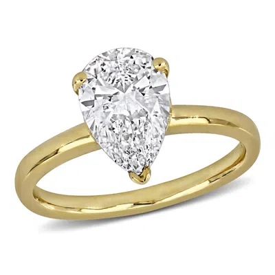 Created Forever 2ct Tw Pear-shaped Lab Grown Diamond Solitaire Engagement Ring In 14k Yellow Gold