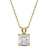 Created Forever 2ct Tw Princess-cut Lab Grown Diamond Solitaire Pendant With Chain In 14k Yellow Gol In Gold