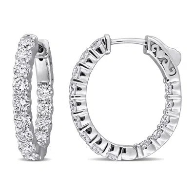 Created Forever 3 1/10 Ct Lab Grown Diamond Tw Hoop Earrings 14k White Gold In Silver