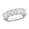 Created Forever 6ct Tw Emerald-cut Lab-grown Diamond 6-stone Semi-eternity Anniversary Band In 14k W In White