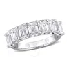 Created Forever 6ct Tw Emerald-cut Lab-grown Diamond 6-stone Semi-eternity Anniversary Band In 14k W In White