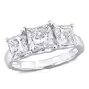 Created Forever 3 1/2ct Tw Princess-cut Lab-grown Diamond 3-stone Engagement Ring In 14k White Gold In White
