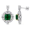 Created Forever 3 1/5ct Tgw Created Emerald And 4 1/5ct Tw Lab-grown Diamond Drop Earrings In 18k Tw In Yellow