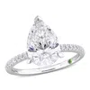 CREATED FOREVER CREATED FOREVER 3 1/6CT TDW PEAR SHAPE LAB-CREATED DIAMOND AND TSAVORITE ACCENT ENGAGEMENT RING IN 1