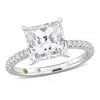 CREATED FOREVER CREATED FOREVER 3 1/6CT TDW PRINCESS-CUT LAB-CREATED DIAMOND AND TSAVORITE ACCENT ENGAGEMENT RING IN