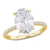 Created Forever 3 1/6ct Tw Oval And Round-cut Lab-grown Diamond Solitaire Engagement Ring In 14k Yel In Yellow