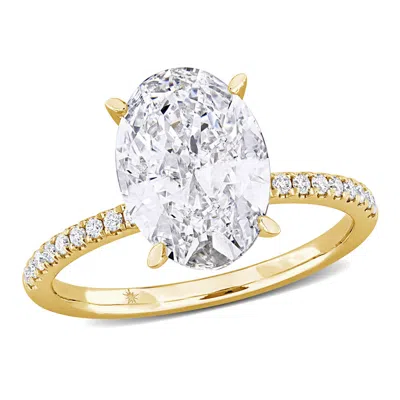Created Forever 3 1/6ct Tw Oval And Round-cut Lab-grown Diamond Solitaire Engagement Ring In 14k Yel In ["yellow"]