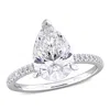 Created Forever 3 1/6ct Tw Pear-shaped And Round-cut Lab-grown Diamond Solitaire Engagement Ring In In Silver
