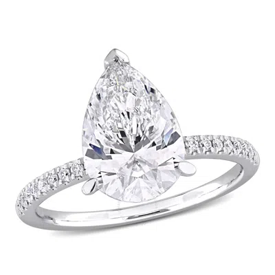 CREATED FOREVER CREATED FOREVER 3 1/6CT TW PEAR-SHAPED AND ROUND-CUT LAB-GROWN DIAMOND SOLITAIRE ENGAGEMENT RING IN 
