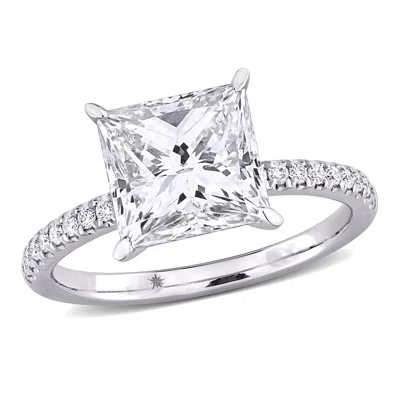 Created Forever 3 1/6ct Tw Princess Lab-grown Diamond Solitaire Engagement Ring In 14k White Gold In Silver