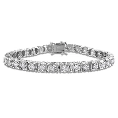 Created Forever 3 1/8ct Tw Lab-grown Diamond Tennis Bracelet In Sterling Silver - 7.25 In In Gray
