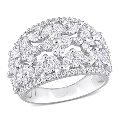 Created Forever 3 3/8 Ct Tw Marquise & Round Lab Created Diamond Wide Band Ring In 14k White Gold
