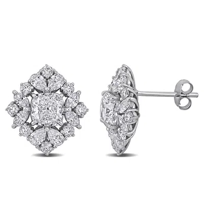 Created Forever 3 4/5 Ct Multi-shape Lab Grown Diamonds Tw Fashion Post Earrings 14k White Gold In Metallic