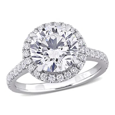 Created Forever 3 5/8ct Tw Lab-grown Diamond Halo Engagement Ring In 14k White Gold In Metallic