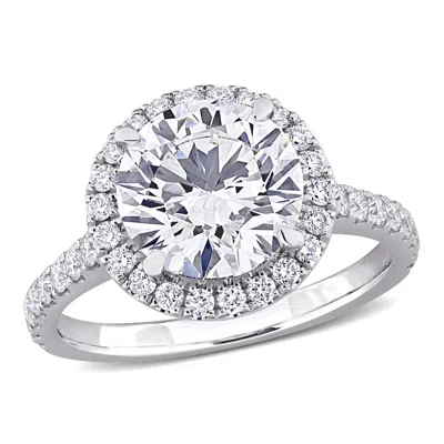 Created Forever 3 5/8ct Tw Lab-grown Diamond Halo Engagement Ring In 14k White Gold In ["white"]