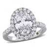 CREATED FOREVER CREATED FOREVER 3 7/8 CT TDW OVAL LAB-CREATED DIAMOND AND TSAVORITE ACCENT RING IN 14K WHITE GOLD