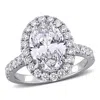 Created Forever 3 7/8 Ct Tw Oval Lab-grown Diamond Halo Engagement Ring In 14k White Gold In Silver
