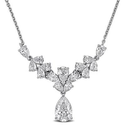 Created Forever 3 7/8 Ct Tw Pear-shaped Lab-grown Diamond Drop Necklace In 14k White Gold In Transparent