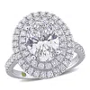 CREATED FOREVER CREATED FOREVER 3 7/8CT TDW OVAL LAB-CREATED DIAMOND AND TSAVORITE ACCENT HALO ENGAGEMENT RING IN 14