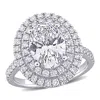 Created Forever 3 7/8ct Tw Oval Lab-grown Diamond Double Halo Engagement Ring In 14k White Gold In Silver