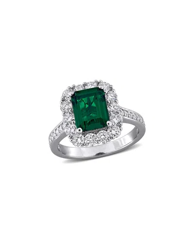Created Forever 3.28 Ct. Tw. Lab-grown Diamond & Lab-grown Created Emerald  Silver Ring In Metallic