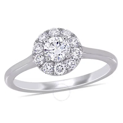 Created Forever 3/4 Ct Tw Lab Created Diamond Halo Engagement Ring In 14k White Gold In Metallic