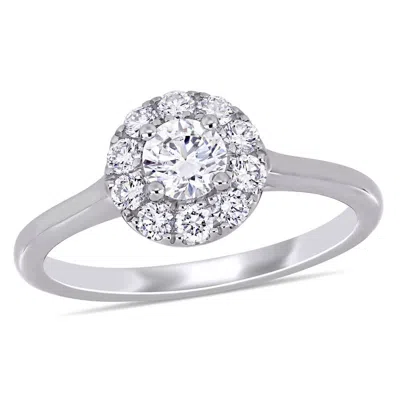 Created Forever 3/4 Ct Tw Lab Created Diamond Halo Engagement Ring In 14k White Gold In Gray
