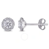 Created Forever 3/4ct Tw Lab-grown Diamond Halo Stud Earrings In 14k White Gold In White