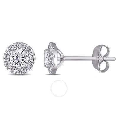 Created Forever 3/4 Ct Tw Lab Created Diamond Halo Stud Earrings In 14k White Gold