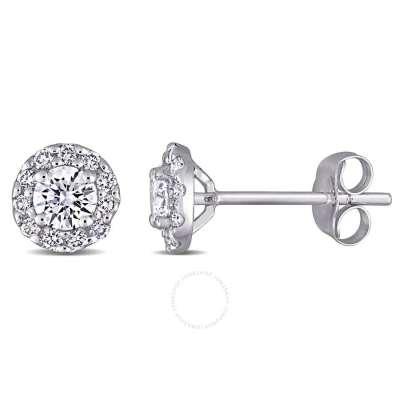Created Forever 3/4ct Tw Lab-grown Diamond Halo Stud Earrings In 14k White Gold
