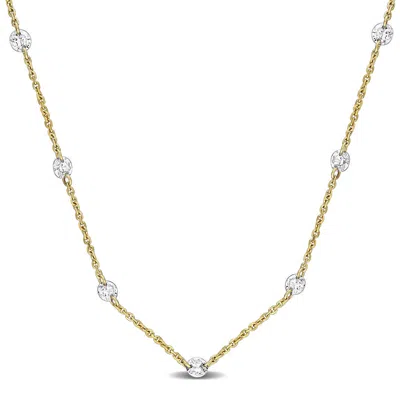Created Forever 3/4 Ct Tw Lab-grown Diamond Station Necklace In 14k Yellow Gold
