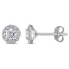 Created Forever 3/4ct Tw Lab-grown Diamond Halo Stud Earrings In 14k White Gold In White