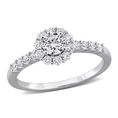 Created Forever 3/4ct Tw Lab-grown Diamond Halo Engagement Ring In Sterling Silver In Neutral