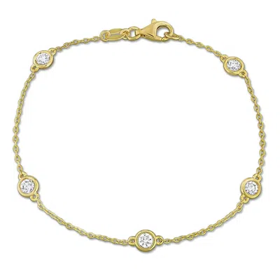 Created Forever 3/4ct Tw Lab-grown Diamond Station Bracelet In Yellow Plated Sterling Silver - 7 In In Gold