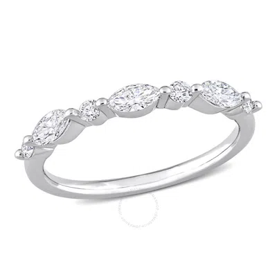 Created Forever 3/5 Ct Tgw Lab Created Diamond Semi-eternity Ring In Platinum Plated Sterling Silver In Metallic