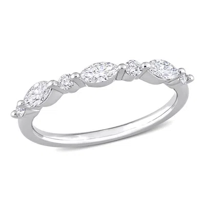 Created Forever 3/5 Ct Tgw Lab Created Diamond Semi-eternity Ring In Platinum Plated Sterling Silver In ["white"]