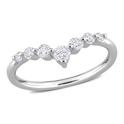 Created Forever 3/8 Ct Tgw Lab Created Diamond Chevron Ring In Platinum Plated Sterling Silver In ["white"]