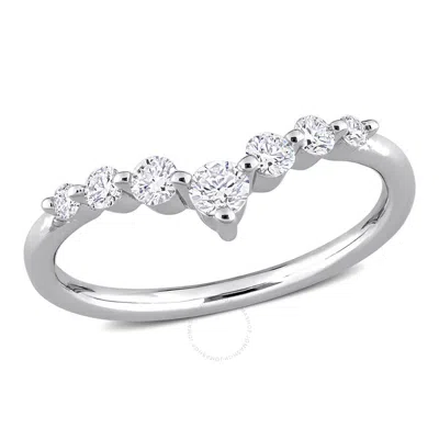 Created Forever 3/8 Ct Tgw Lab Created Diamond Chevron Ring In Platinum Plated Sterling Silver In White
