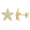 CREATED FOREVER CREATED FOREVER 3/8 CT TGW LAB CREATED DIAMOND FLORAL STUD EARRINGS IN 18K YELLOW GOLD PLATED STERLI