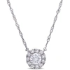 CREATED FOREVER CREATED FOREVER 3/8 CT TW LAB CREATED DIAMOND HALO NECKLACE IN 14K WHITE GOLD