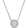 Created Forever 3/8ct Tdw Lab-grown Diamond Halo Necklace 14k White Gold In White